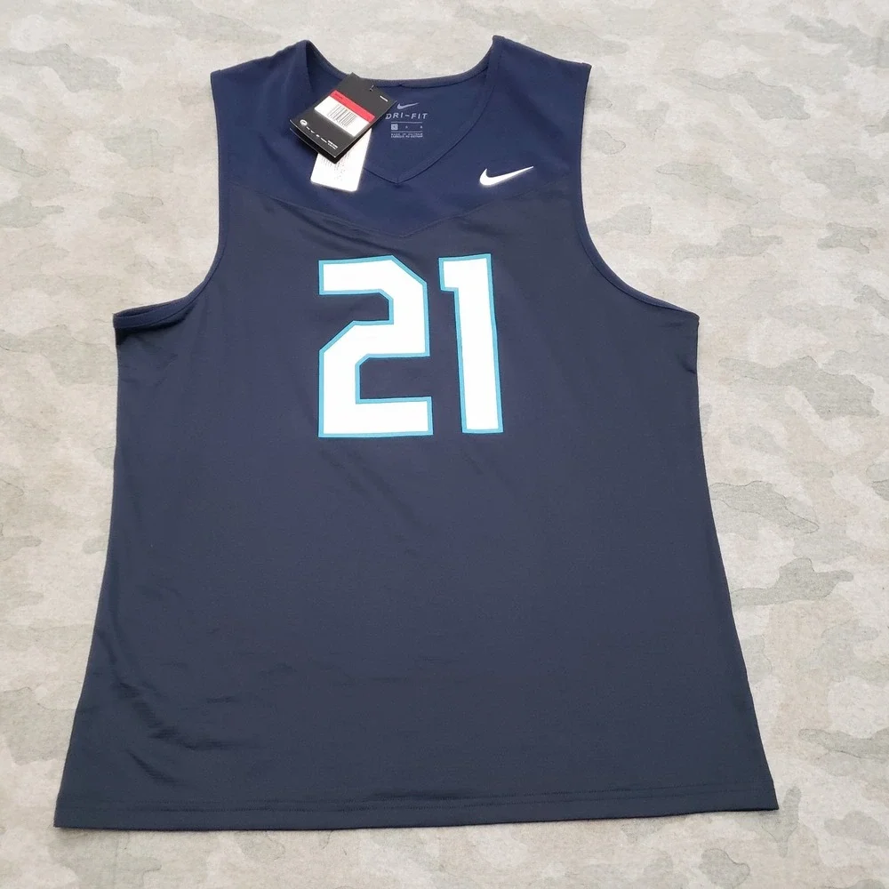 Nike Tigers Vapor Jersey Shirt Mens Large Blue #21 Dri-Fit Sleeveless